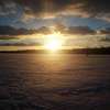 Jezioro Niegocin o zachodzie słońca